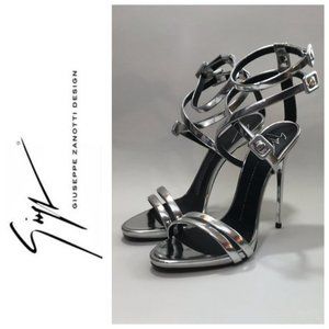 GIUSEPPE ZANOTTI Silver Heeled Sandals - Excellent